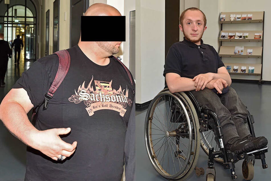 Fieser Neo-Nazi prügelt auf Rollstuhlfahrer ein