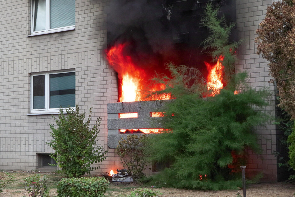 Die Flammen hatten sich bis auf den Balkon der Erdgeschoss-Wohnung ausgebreitet.