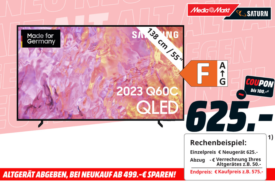 55-Zoll Samsung-Fernseher für 625 Euro.