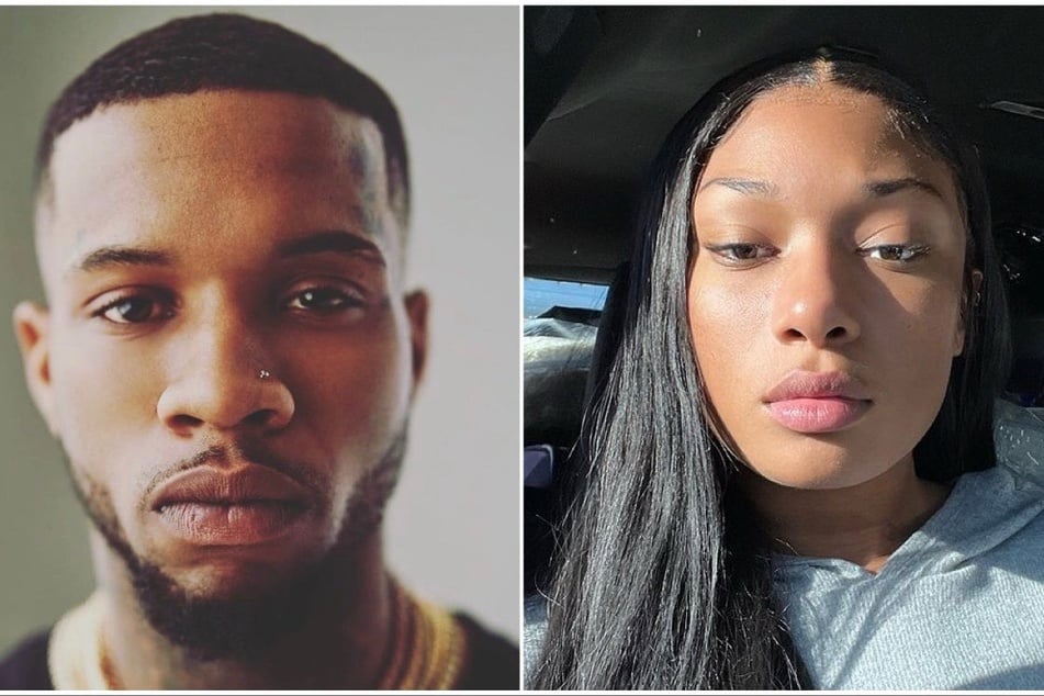 On Tuesday, Tory Lanez (l.) was arrested during a court hearing for violating terms of a pre-trial protective order in the Megan Thee Stallion (r.) case.