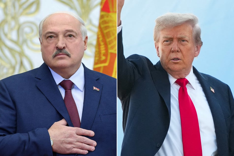 Donald Trump (r.) spoke with Belarusian leader Alexander Lukashenko as he made his way to Alaska on Friday.