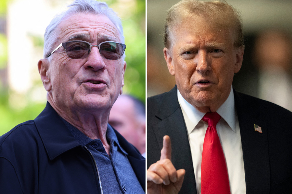 Actor Robert De Niro (l.) on Tuesday spoke outside the New York court where Donald Trump is standing trial.