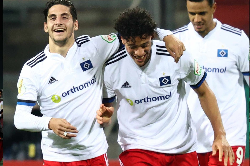 Gemeinsam mit Ludovit Reis (21, links) freute sich Jonas David (21) über sein erstes Profi-Tor für den HSV.