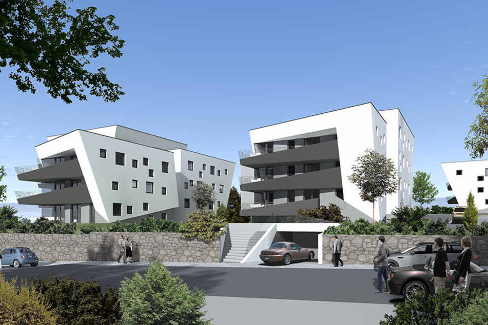 Futuristischer Hingucker: In vier Häusern entstehen 40 Drei- bis Fünf-Raumwohnungen.