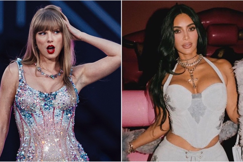 Kim Kardashian (r.) could be looking for a way to steal Taylor Swift's (l.) thunder amid their bitter feud.