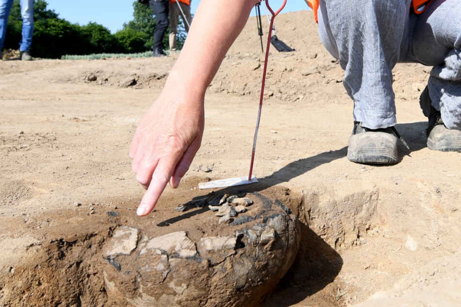 Die Urne stammt aus der Eisenzeit und wurde jetzt auf einer Baustelle entdeckt.