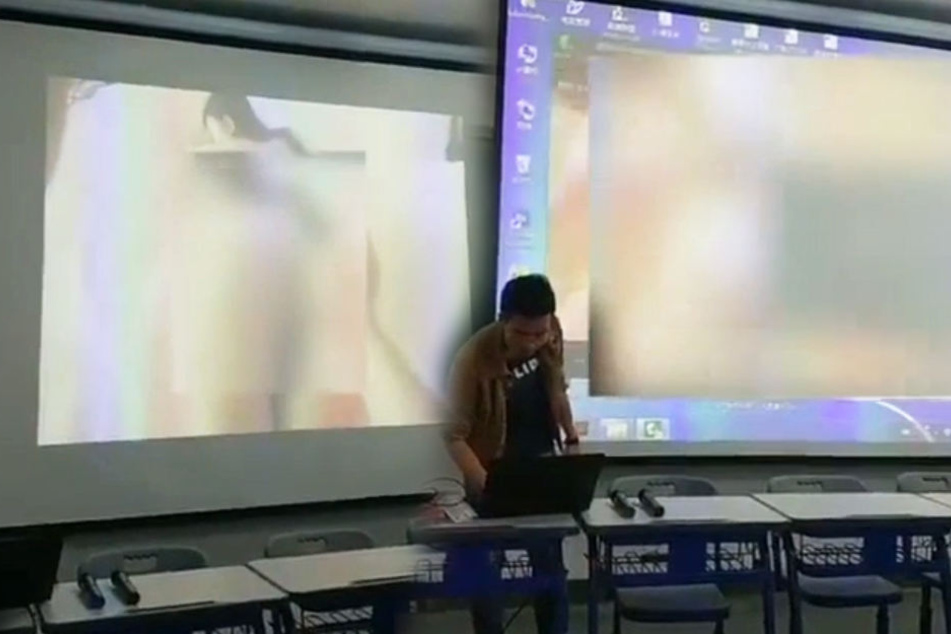 Statt Unterichtsmaterial lief ein Porno über den großen Bildschirm.