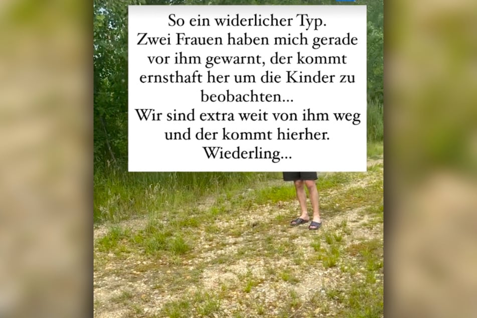Sara Kulka (34) sprach den Mann, von dem hier nur die Beine zu sehen sind, an und drohte mit der Polizei, wenn er sie nicht in Ruhe lasse.