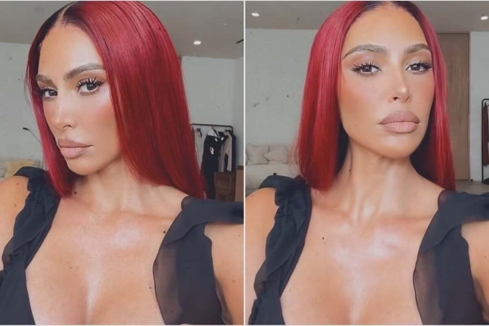 Kim Kardashian flaunted her fiery new 'do on her Instagram story ahead of a new SKKN campaign.