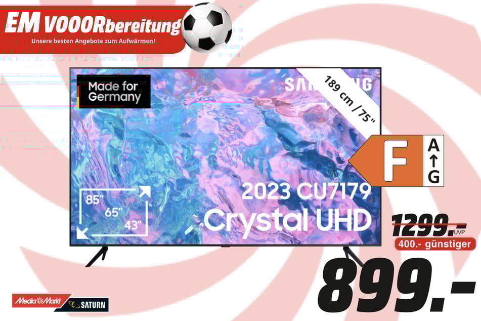 75-Zoll Samsung-Fernseher für 899 statt 1.299 Euro.