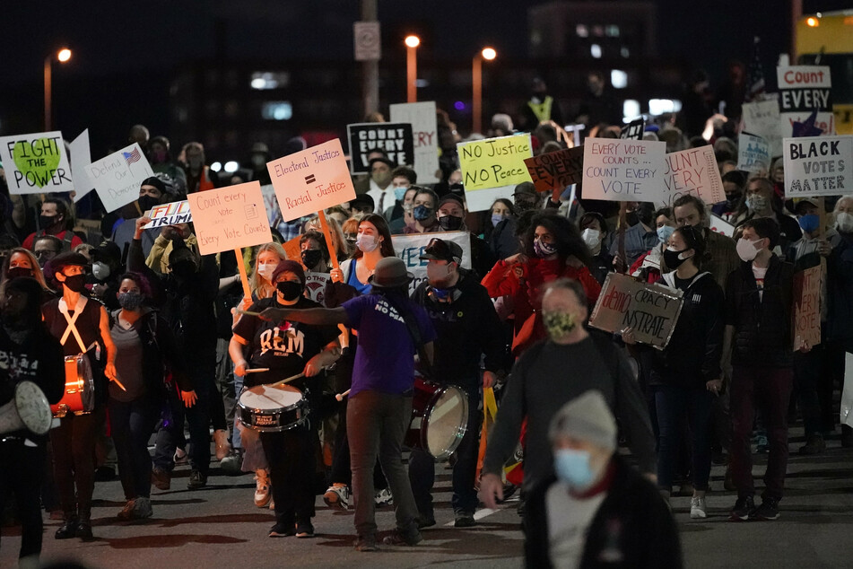 Protesters march in Portland, Oregon, to demand the counting of every vote in the presidential election.