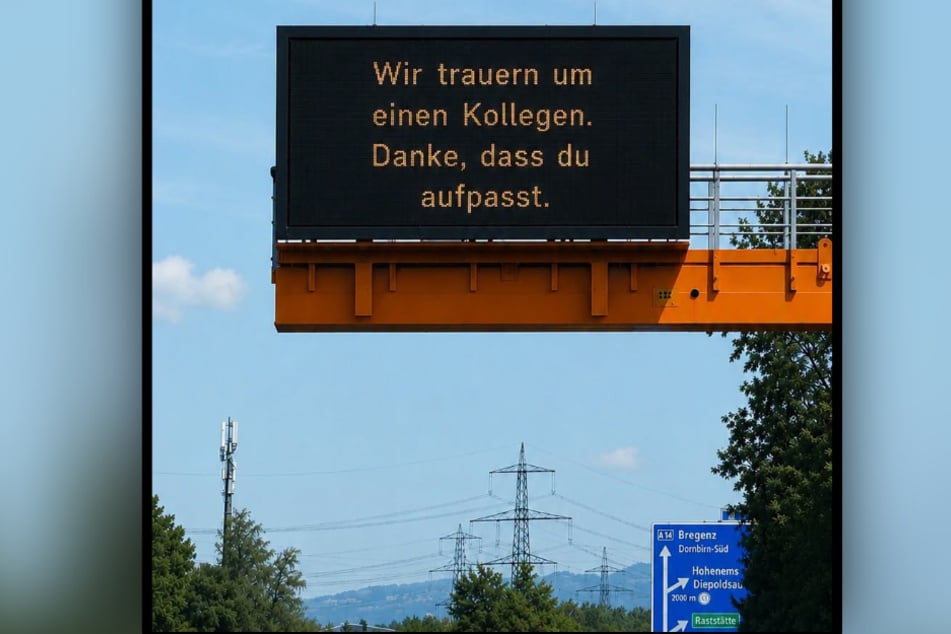 Diese digitale Anzeige wurde Verkehrsteilnehmern nach dem tödlichen Unfall angezeigt.