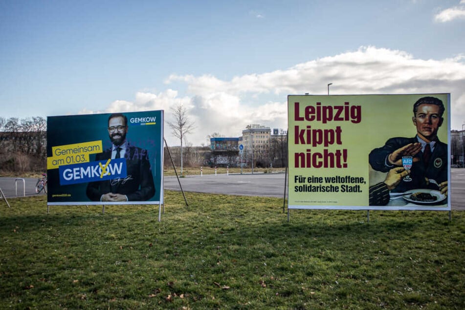 Einträchtig stehen die Plakate in Leipzig beieinander. Die Linke nimmt nun aber CDU-Mann Gemkow ins Visier.