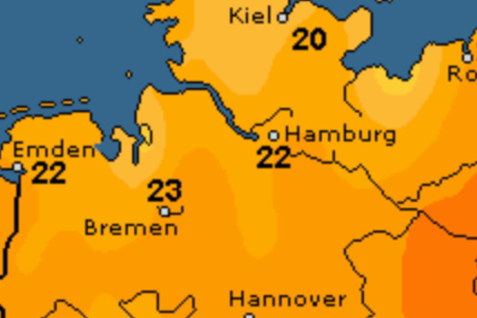 So sehen die Vorhersagen für Freitagmittag aus.