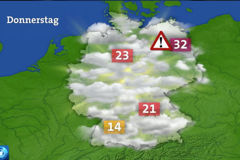 Kurz nach der Temperatur-Karte wurde dann auch, wie immer, die reguläre Wettervorschau gezeigt.