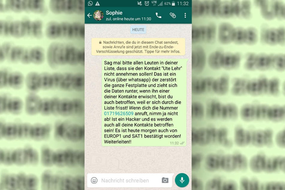 Diesen Kettenbrief bekommen derzeit viele WhatsApp-Nutzer. An dem vermeintlichen Virus ist allerdings nichts dran.