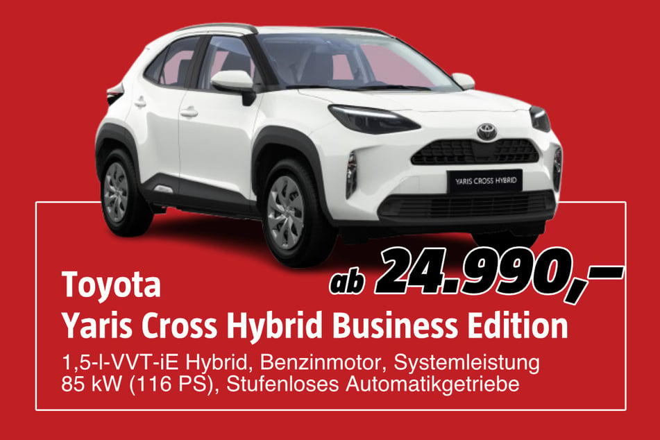 Toyota Yaris Cross Hybrid Business Edition
ab 24.990 Euro. Abbildungen enthalten zum Teil aufpreispflichtige Sonderausstattungen. Nur solange der Vorrat reicht.