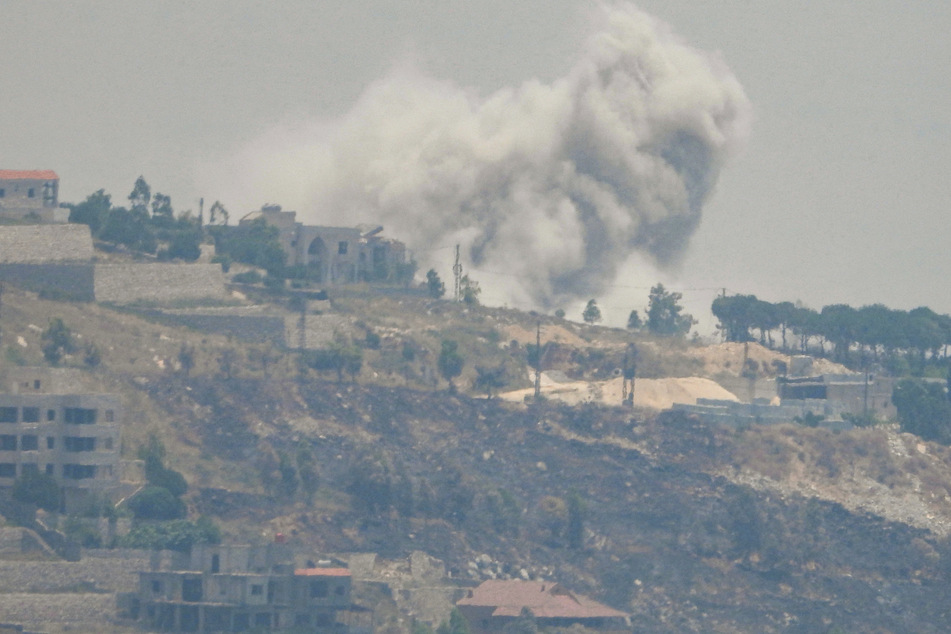 Smoke billows during Israeli bombardment on the southern Lebanese border village of Khiam on June 5, 2024.