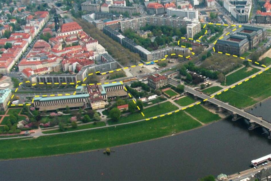 Der Bereich zwischen "Bellevue"-Hotel und Finanzministerium war Gegenstand des Ideenwettbewerbs.