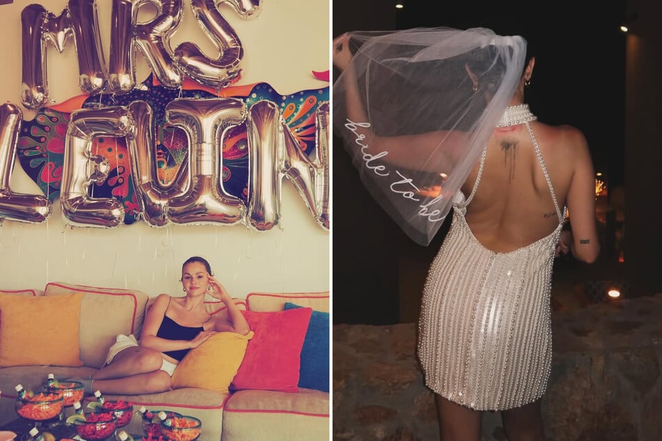 Selena Gomez flaunted her "bride to be" status in several snaps from her recent bachelorette getaway.