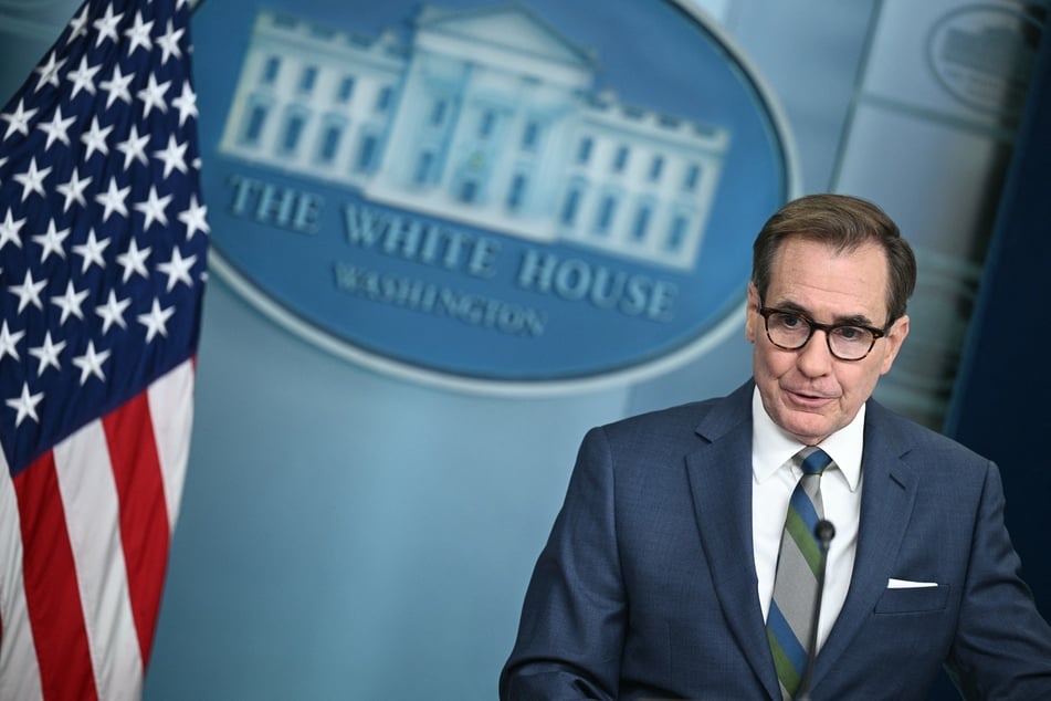 US National Security Council (NSC) spokesman John Kirby speaks during the daily press briefing in the Brady Press Briefing Room of the White House in Washington, DC, on Wednesday.