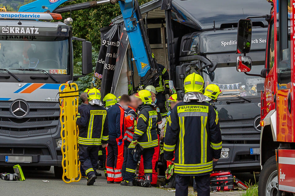 Eine Stunde dauerte die Rettung des Arbeiters.
