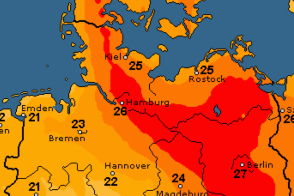 In Hamburg bleibt es auch am Mittwoch bei 26 Grad.