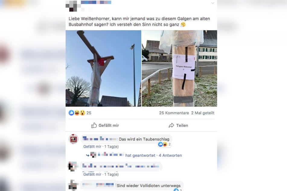Auf Facebook wurden Fotos der fremdenfeindlichen Aktion publik. (Screenshot)