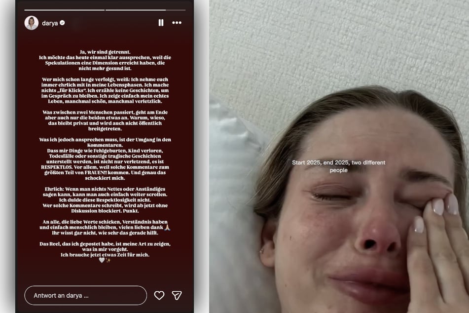 Darya teilt ihren Schmerz mit ihren Followern auf Instagram.