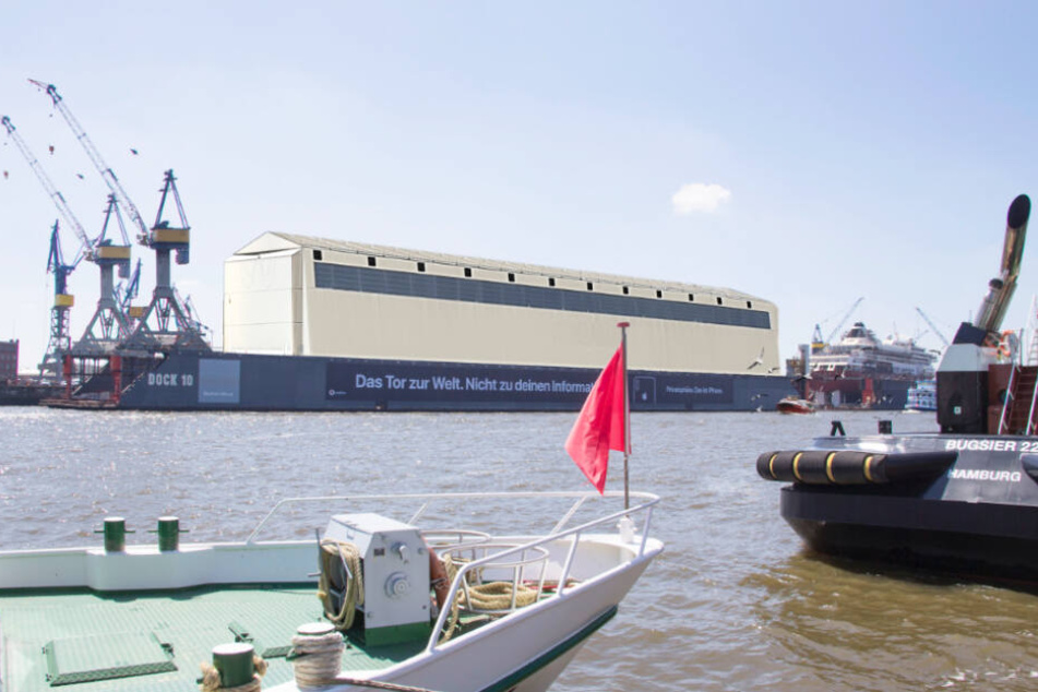 So soll die geplante Überdachung von Dock 10 bei Blohm+Voss im Hamburger Hafen aussehen.