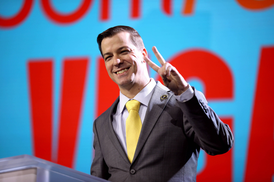 Libertarian presidential candidate Chase Oliver speaks at the 2024 FreedomFest at the Caesars Forum Conference Center in Las Vegas, Nevada.