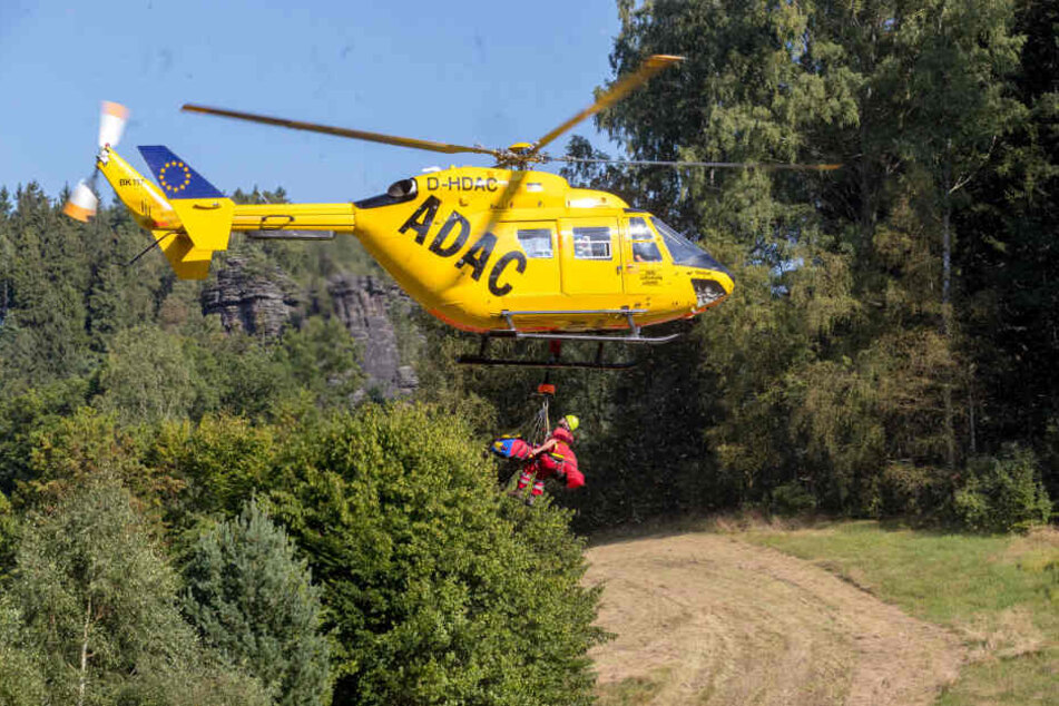 Der Dresdner wurde mit dem Hubschrauber abtransportiert.