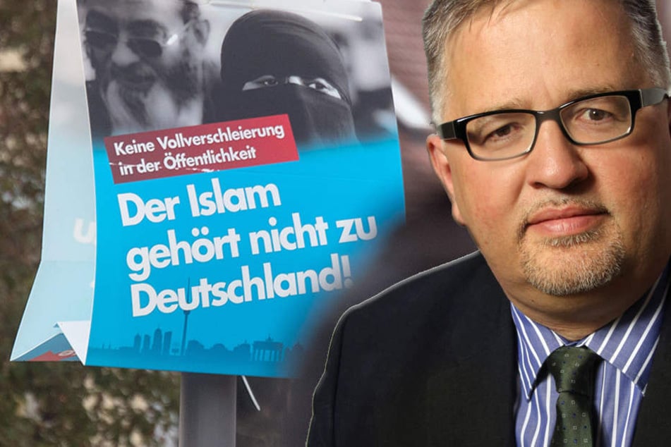 Ein Wahlplakat der AfD mit dem Schriftzug "Der Islam gehört nicht zu Deutschland" und Arthur Wagner von der AfD Brandenburg. (Bildmontage)