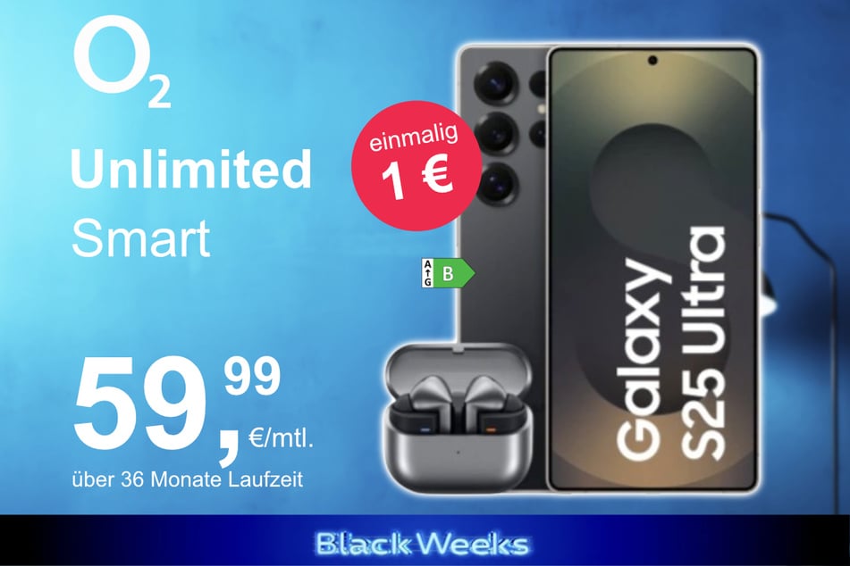 Das Samsung Galaxy S25 Ultra + Buds 3 Pro im o2 Mobile Unlimited Smart für einmalig 1 Euro.