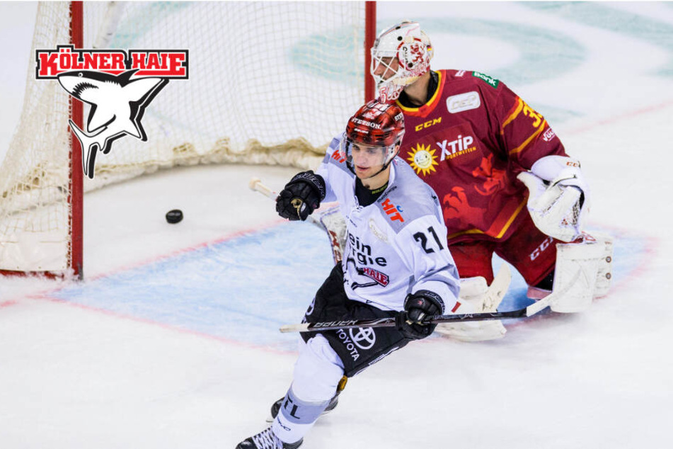Kölns Frederik Tiffels (l) trifft gegen Düsseldorfs Torwart Mathias Niederberger zum Sieg im Penalty.