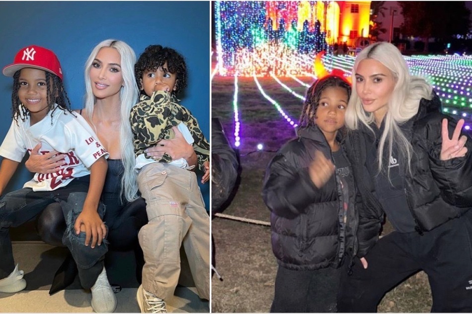 Kim Kardashian (r.) took her four kids out for some Halloween fun.