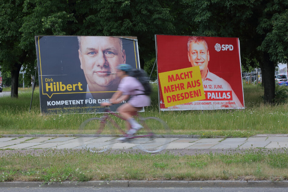 Von Hilbert bis Pallas - die Kandidaten zur OB-Wahl grinsen überall in Dresden von Großplakaten.