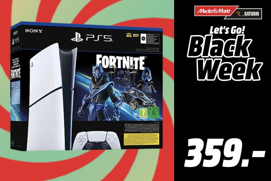 Sony PlayStation 5 Slim (inklusive Fortnite Cobalt Star) für 359 statt 449,99 Euro.