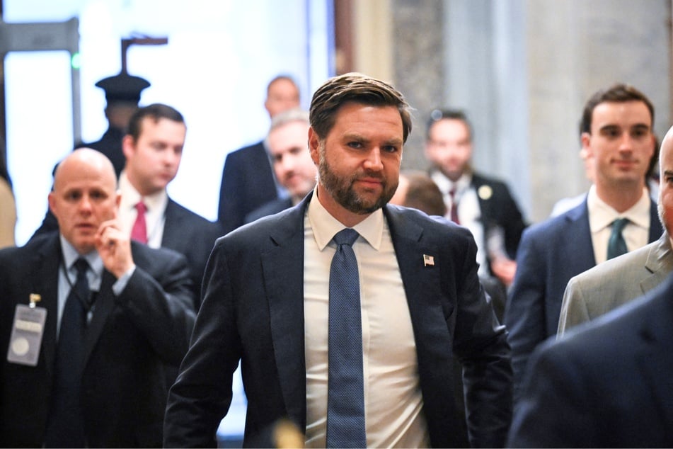 On Wednesday, Vice President JD Vance (c.) cast a vote to block a Senate resolution that sought to challenge President Donald Trump's tariff policies.