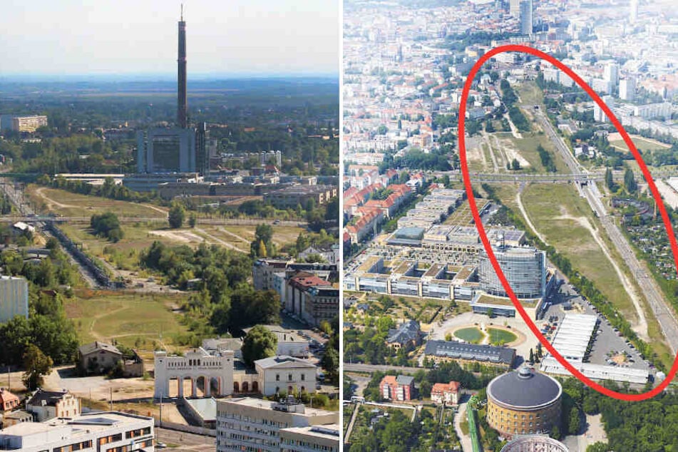 Auf der Fläche hinter dem Bayerischen Bahnhof wird das neue Viertel mit Platz für 1600 Wohnungen entstehen.