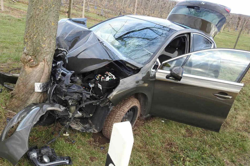 Laut Zeugenaussagen war das Auto allmählich von der Straße abgekommen und gegen den Baum gekracht.