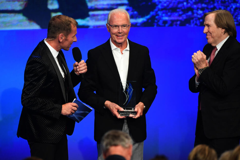 Franz Beckenbauer und Günther Netzer bei der Verleihung des Bayerischen Sportpreises 2018 in München.