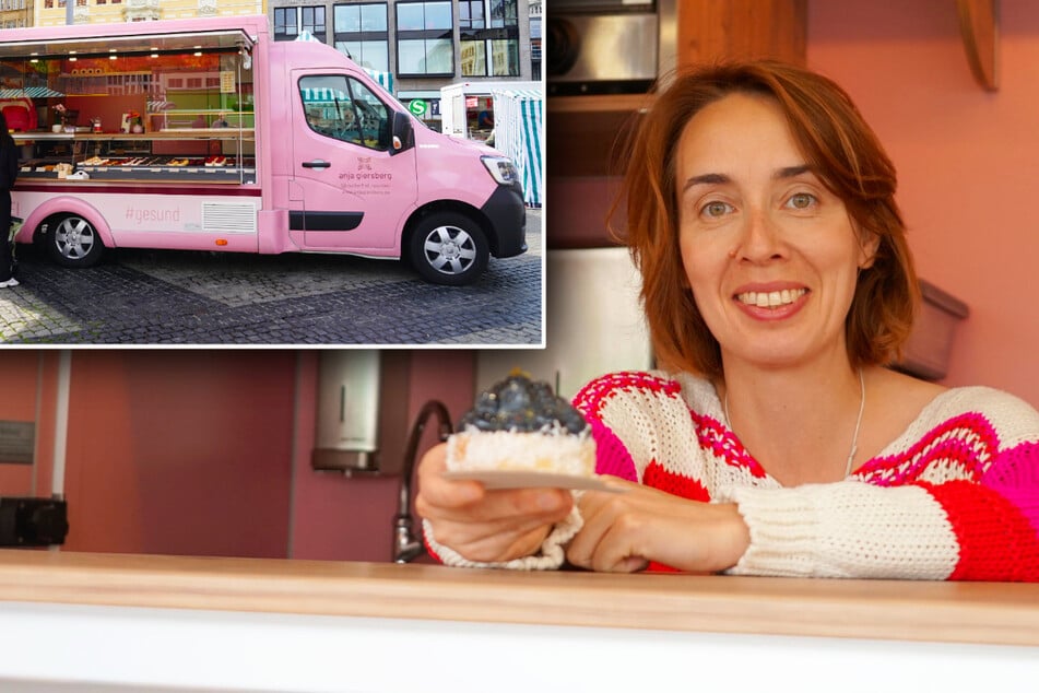 Leipzig: Rosa Foodtruck polarisiert auf Wochenmarkt: Anjas Kuchen sind hier einzigartig