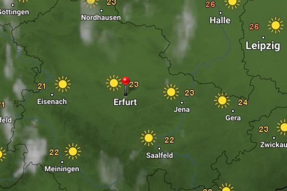 Strahlender Sonnenschein erwartet Thüringen am Mittwoch.