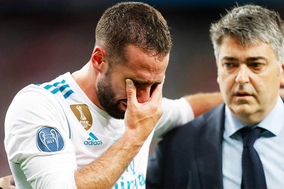 Auch Real Madrid Rechtsverteidiger Dani Carvajal (l.), früher bei Bayer Leverkusen aktiv, musste noch in der ersten Halbzeit weinend und verletzt ausgewechselt werden.