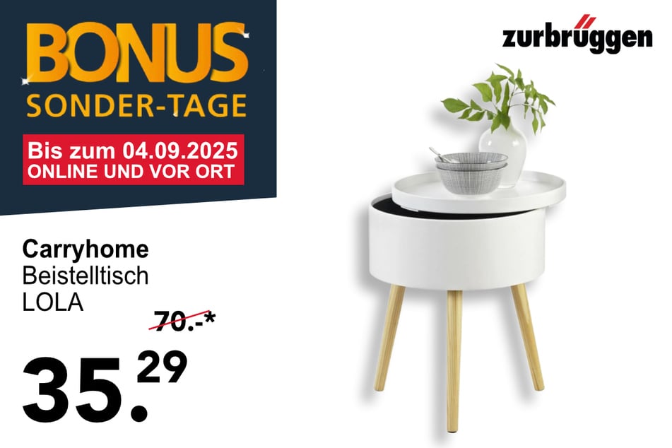 Der Carryhome Beistelltisch LOLA
für 35,29 statt 70 Euro.