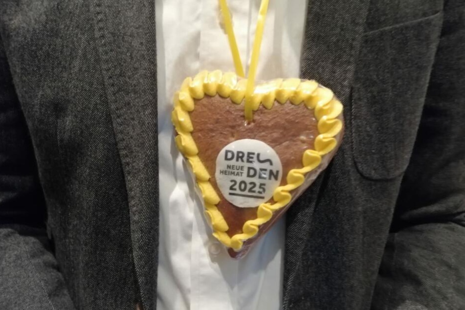 Ein Lebkuchenherz der Dresdner Bewerbung.