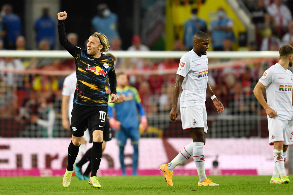 Emil Forsberg (29, l.), hier während der Partie beim 1. FC Köln am vergangenen Wochenende, ist sich sicher, dass man am Samstag ein "geiles Spiel" abliefern werde.