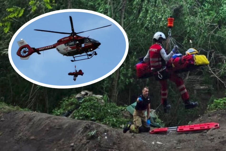 Berlin: Mountainbiker verunglückt am Teufelsberg: Hubschrauber muss ihn bergen