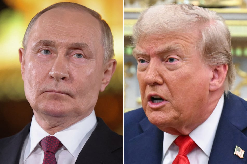 Donald Trump made another vague threat against Russia as he attempts to get Vladimir Putin (l.) to end Moscow's war against Ukraine.